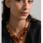 Amber Resin Bead Charm Necklace – Waterproof 18K Gold Plated Necklace | Ezra Gems