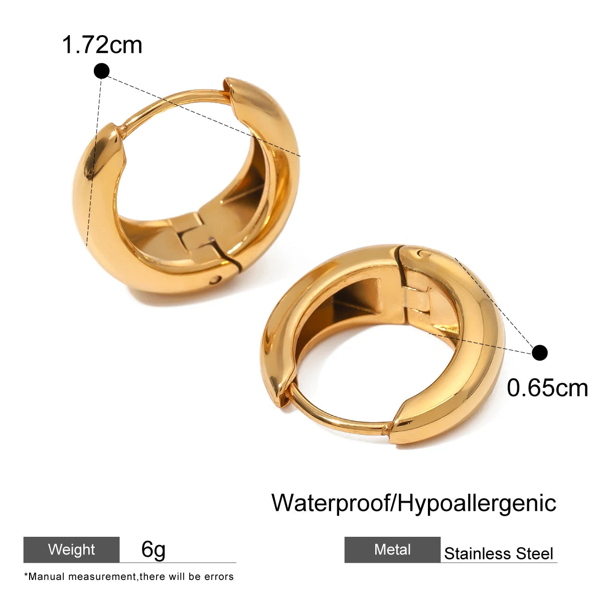 Glossy Mini Huggie Hoop Earrings – Waterproof 18K Gold Plated Earrings | Ezra Gems