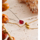 Red Resin Water Drop Pendant Necklace – Waterproof 18K Gold Plated Necklace | Ezra Gems