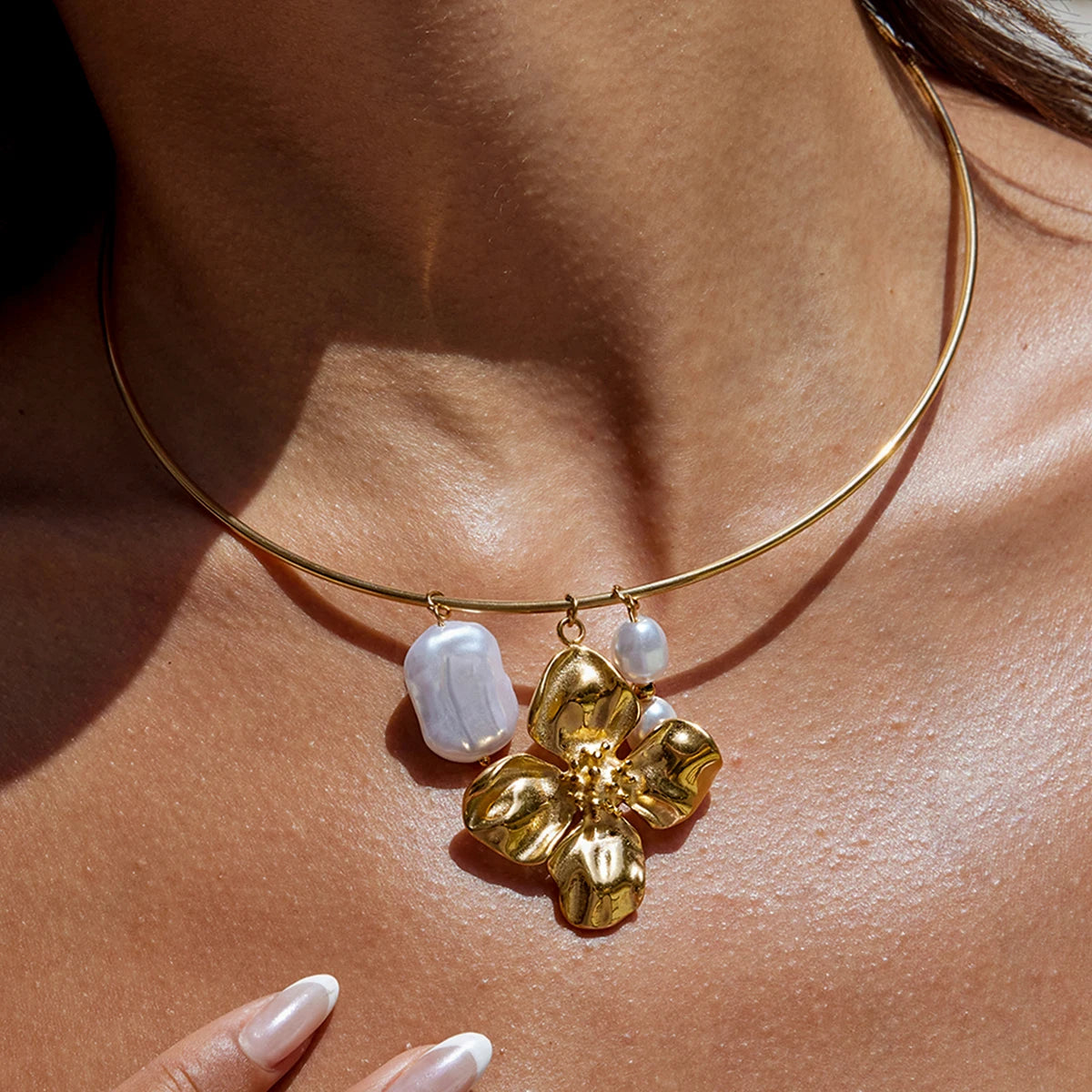 Glossy Knotted Collar Choker Necklace – Waterproof 18K Gold Plated Necklace | Ezra Gems