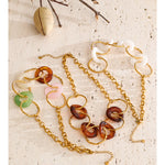 Resin Acrylic Round Statement Necklace – Waterproof 18K Gold Plated Necklace | Ezra Gems