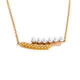 Pearl Leaf Pendant Necklace