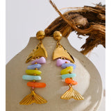 Colorful Resin Fish Drop Earrings – Waterproof 18K Gold Plated Earrings | Ezra Gems