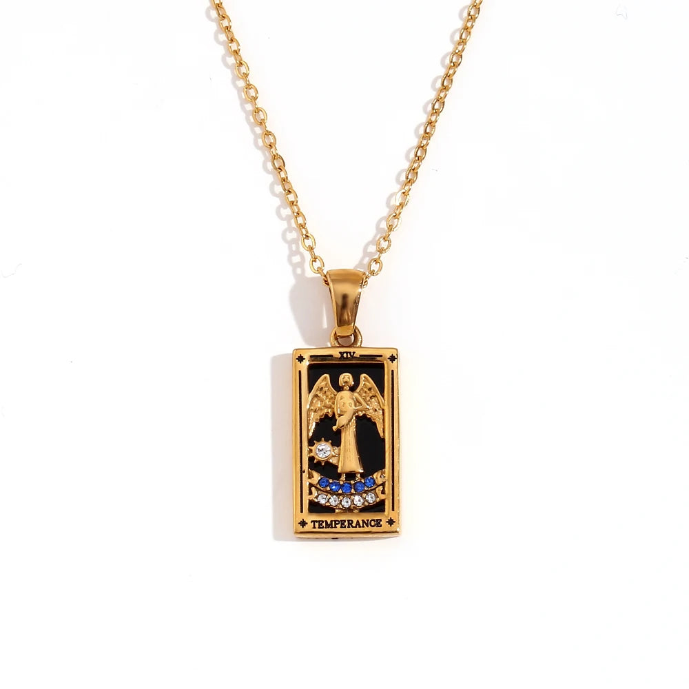 Tarot Card Pendant Necklace – Waterproof 18K Gold Plated Necklace | Ezra Gems