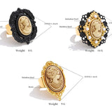 Resin Pearl Portrait Oval Ring