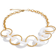 Resin Acrylic Round Statement Necklace – Waterproof 18K Gold Plated Necklace | Ezra Gems