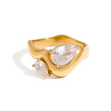 Irregular Geometric White Zircon Ring – Waterproof 18K Gold Plated Ring | Ezra Gems