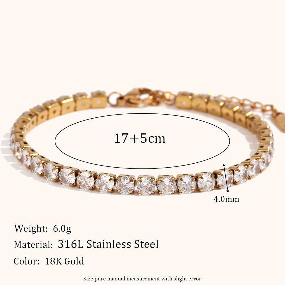 AAA Zircon Tennis Jewelry – Waterproof 18K Gold Plated Necklace and Bracelet | Ezra Gems