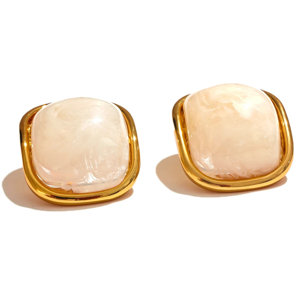 Colorful Resin Square Stud Earrings