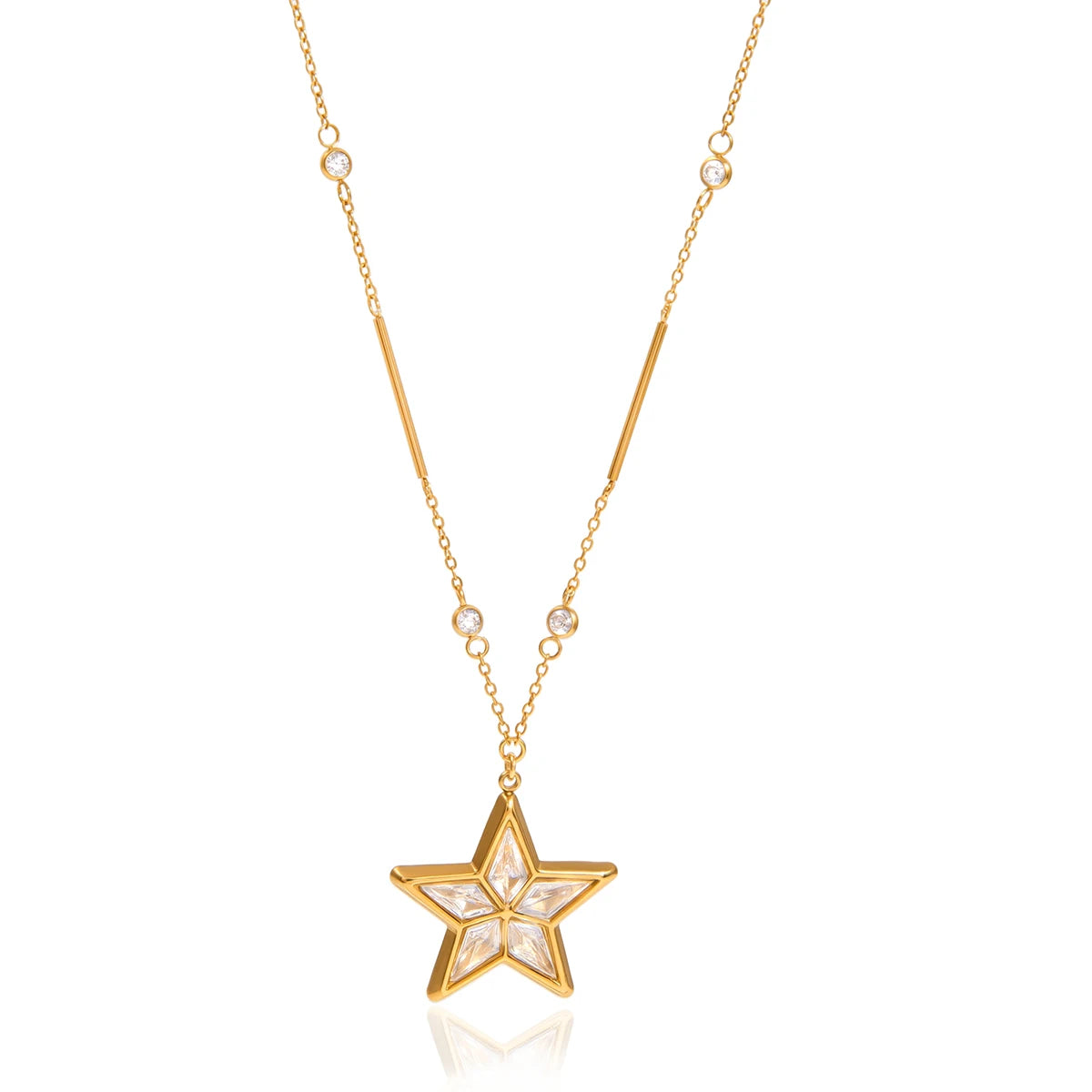 Delicate Zircon Star Necklace – Waterproof 18K Gold Plated Necklace | Ezra Gems
