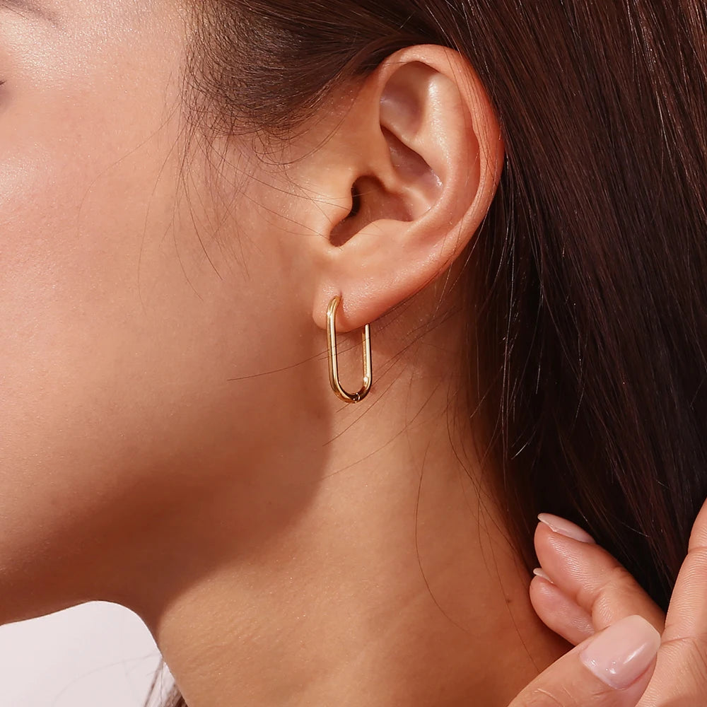 Long O-Shaped Hoop Earrings – Waterproof 18K Gold Plated Earrings | Ezra Gems