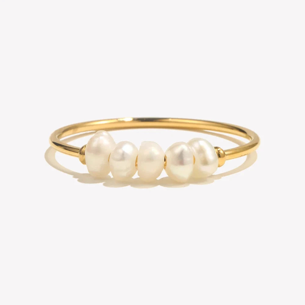 Freshwater Pearl Solitaire Ring – Waterproof 18K Gold Plated Ring | Ezra Gems