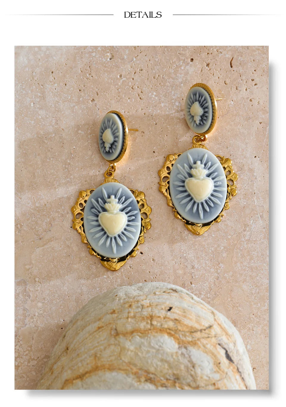Resin Heart Flower Drop Earrings – Waterproof 18K Gold Plated Earrings | Ezra Gems