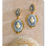 Resin Heart Flower Drop Earrings – Waterproof 18K Gold Plated Earrings | Ezra Gems