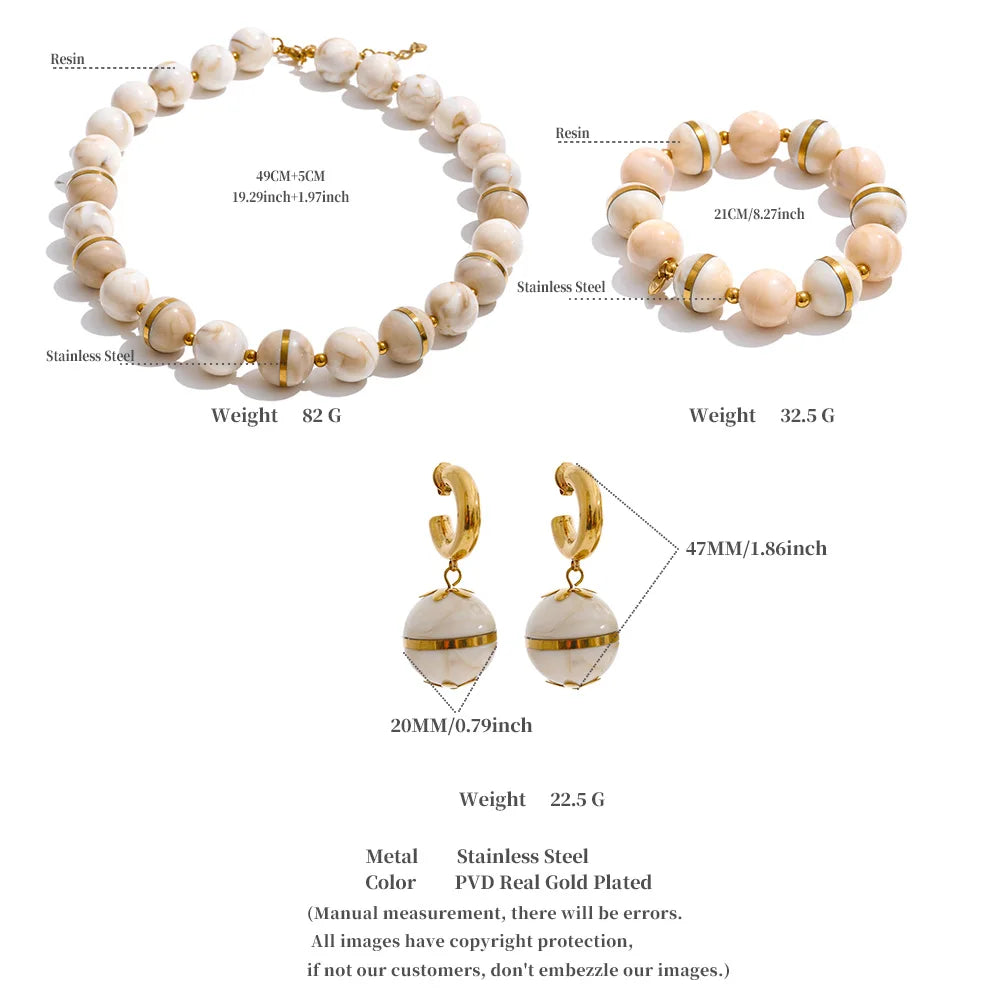 Acrylic Bead Chain Jewelry Set – Waterproof 18K Gold Plated Jewelry Set | Ezra Gems
