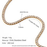 AAA Zircon Tennis Jewelry – Waterproof 18K Gold Plated Necklace and Bracelet | Ezra Gems
