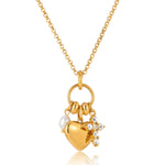 Pearl Cross Heart Pendant Necklace – Waterproof 18K Gold Plated Necklace | Ezra Gems