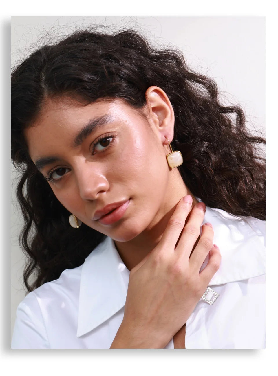 Amber Resin Square Drop Earrings – Waterproof 18K Gold Plated Earrings | Ezra Gems