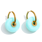 Thick Round Acrylic Resin Drop Earrings – Waterproof 18K Gold Plated Earrings | Ezra Gems