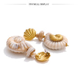 Ocean Resin Shell Conch Drop Earrings – Waterproof 18K Gold Plated Earrings | Ezra Gems