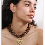 Acrylic Bead Heart Pendant Necklace – Waterproof 18K Gold Plated Necklace | Ezra Gems