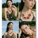 Resin Acrylic Round Statement Necklace – Waterproof 18K Gold Plated Necklace | Ezra Gems