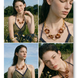 Resin Acrylic Round Statement Necklace – Waterproof 18K Gold Plated Necklace | Ezra Gems