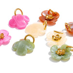 Resin Flower Drop Hoop Earrings – Waterproof 18K Gold Plated Earrings | Ezra Gems