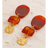 Red Resin Square Drop Earrings – Waterproof 18K Gold Plated Earrings | Ezra Gems