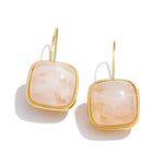 Amber Resin Square Drop Earrings – Waterproof 18K Gold Plated Earrings | Ezra Gems