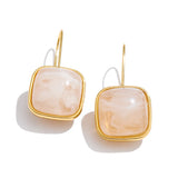 Amber Resin Square Drop Earrings – Waterproof 18K Gold Plated Earrings | Ezra Gems