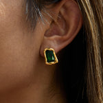 Colored Cubic Zirconia Gold Stud Earrings – Waterproof 18K Gold Plated Earrings | Ezra Gems