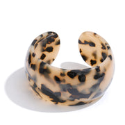 Leopard Print Resin Cuff Bracelet – Waterproof 18K Gold Plated Bracelet | Ezra Gems