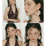 Fairy Resin Flower Petal Drop Earrings – Waterproof 18K Gold Plated Earrings | Ezra Gems