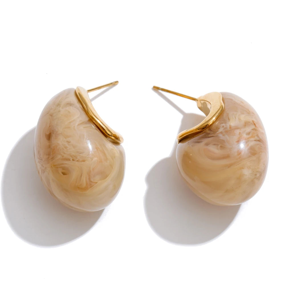 Candy Acrylic Teardrop Stud Earrings – Waterproof 18K Gold Plated Earrings | Ezra Gems