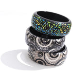 Wide Acrylic Resin Statement Bangle – Waterproof 18K Gold Plated Bracelet | Ezra Gems