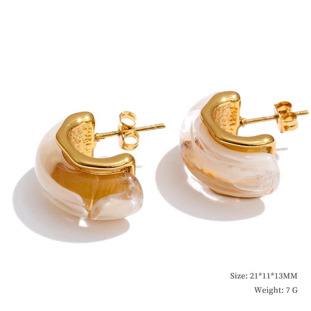 Multi-Color Resin Round & Square Geometric Earrings
