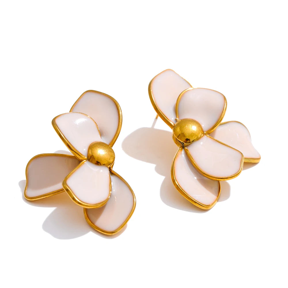 Flower Enamel Stud Earrings