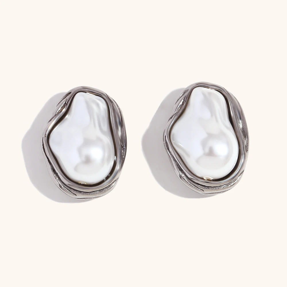 Baroque Pearl Stainless Steel Earrings – Waterproof 18K Gold Plated Earrings | Ezra Gems