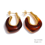 Multi-Color Resin Round & Square Geometric Earrings