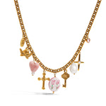 Cross Charm Cluster Necklace – Waterproof 18K Gold Plated Necklace | Ezra Gems