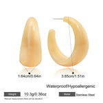 C Shape Resin Statement Stud Earrings – Waterproof 18K Gold Plated Earrings | Ezra Gems