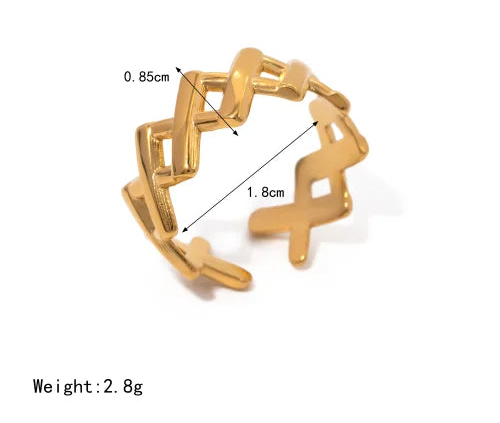 Mixed Link Open Stacking Ring – Waterproof 18K Gold Plated Ring | Ezra Gems