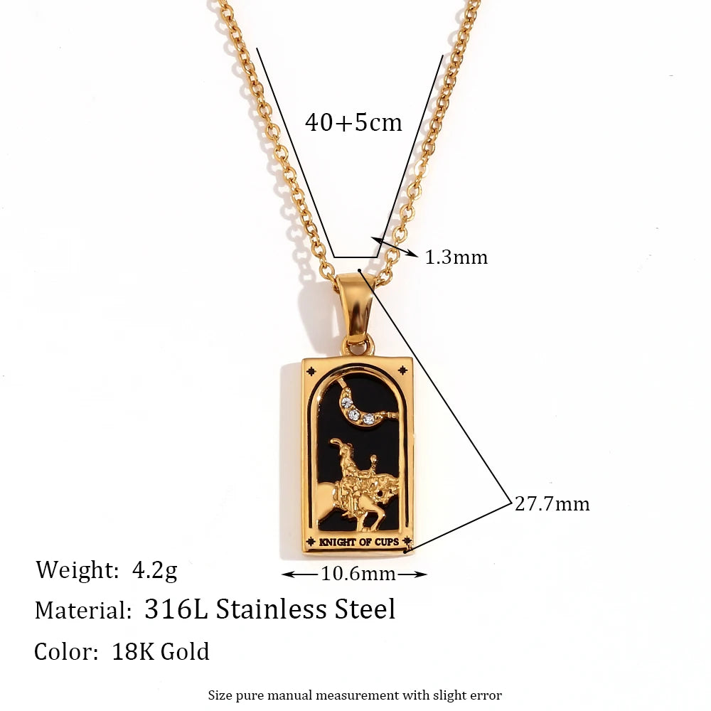 Tarot Card Pendant Necklace – Waterproof 18K Gold Plated Necklace | Ezra Gems