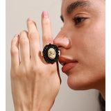 Resin Pearl Portrait Oval Ring