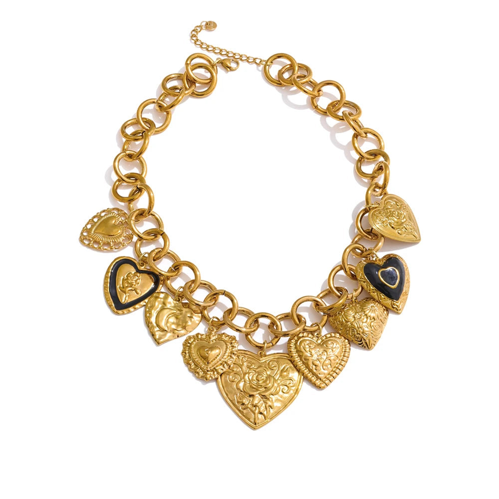 Heart Charm Pendant Necklace – Waterproof 18K Gold Plated Necklace | Ezra Gems