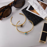 Oval Tiger Eye Stone Cuff Bangle – Waterproof 18K Gold Plated Bracelet | Ezra Gems