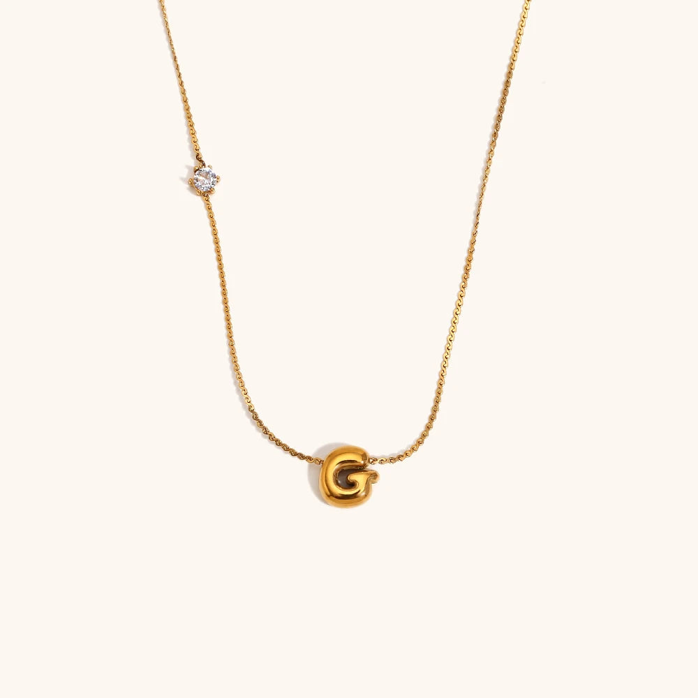 Sparkling Zircon Initial Necklace – Waterproof 18K Gold Plated Necklace | Ezra Gems