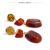 Red Resin Square Drop Earrings – Waterproof 18K Gold Plated Earrings | Ezra Gems