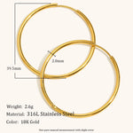 Classic Stainless Steel Hoop Earrings – Waterproof 18K Gold Plated Earrings | Ezra Gems